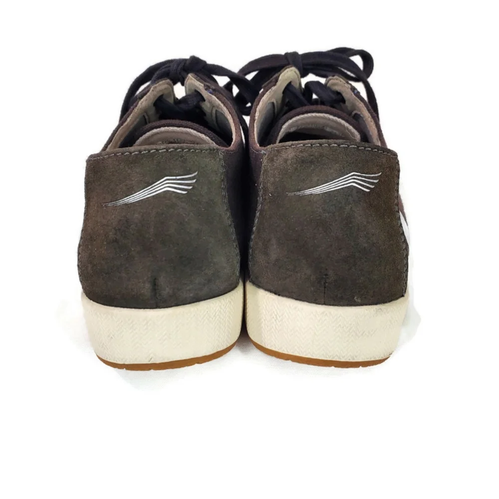 Dansko Olisa Brown Canvas and Suede Silver Metallic Floral Print Sneakers EU 38